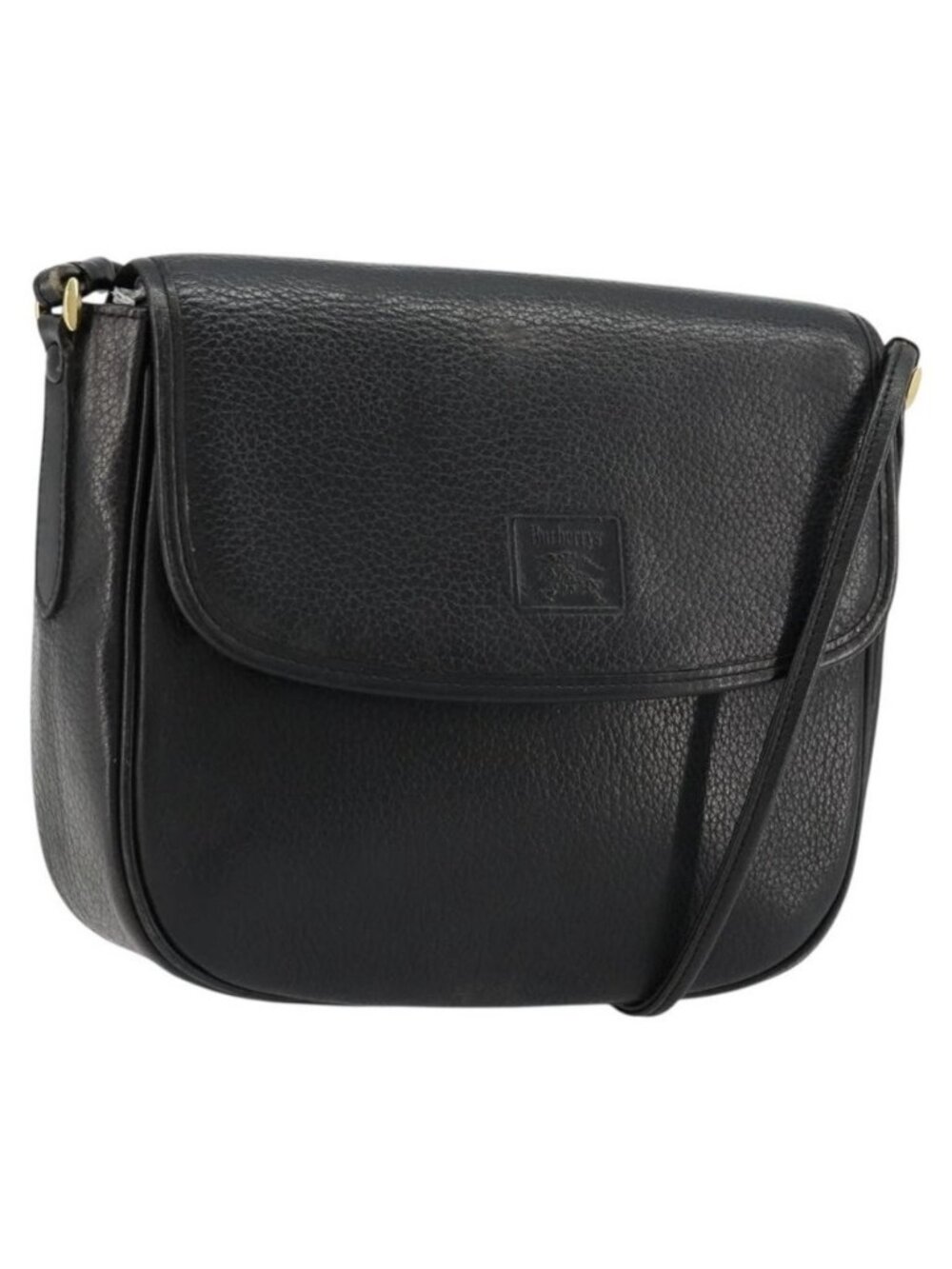 Authentic Burberrys Shoulder Bag Leather Black Gold